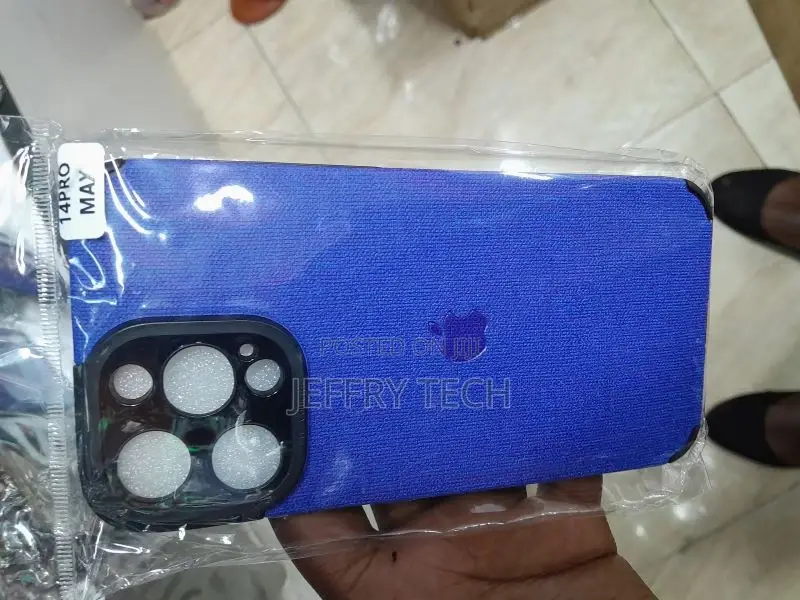 iPhone 14 Pro Max (6.7) Fabric Canvas Back Case Bllue