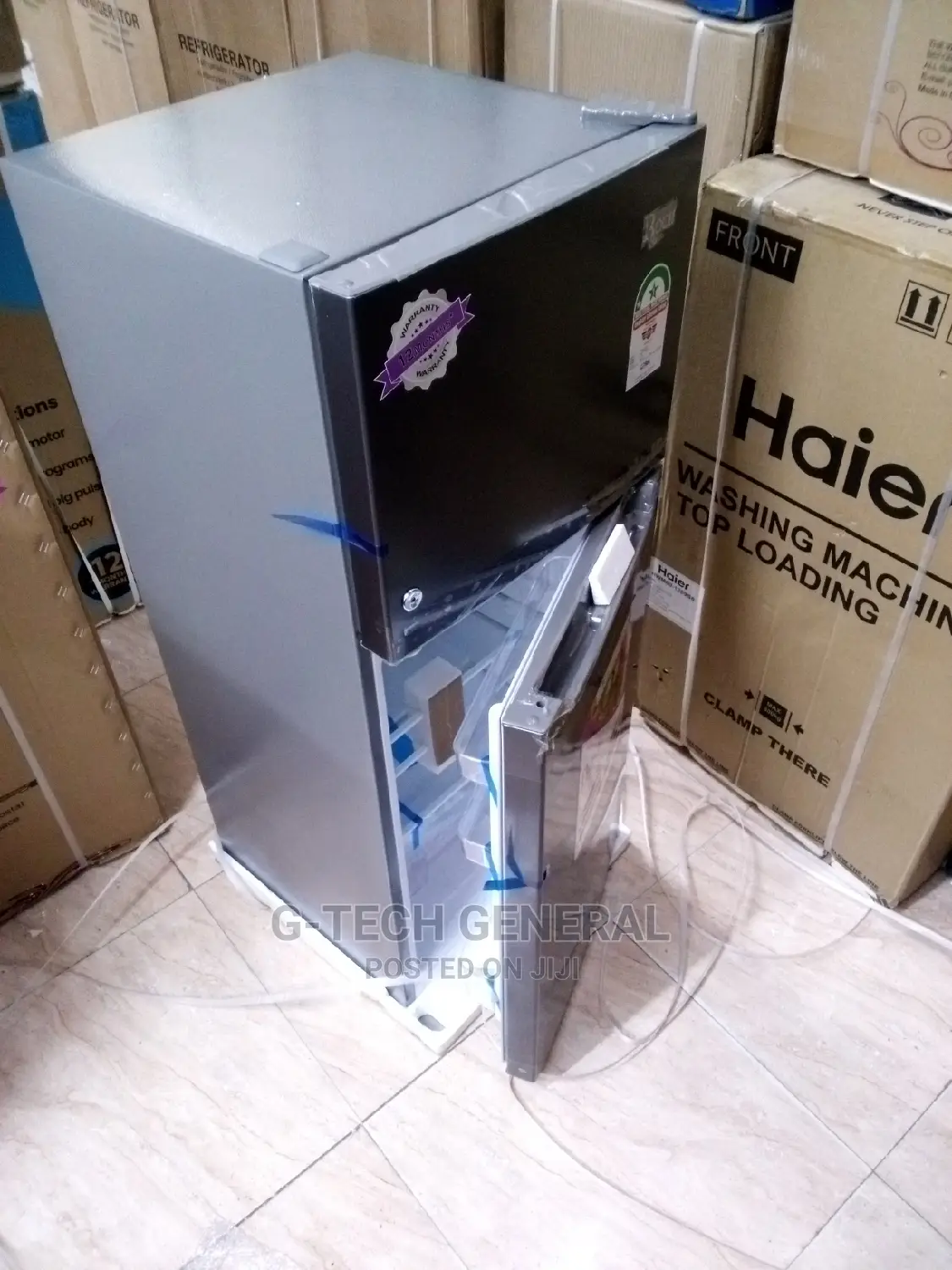 Roch Dark Silver Double Door Refrigerator-118l