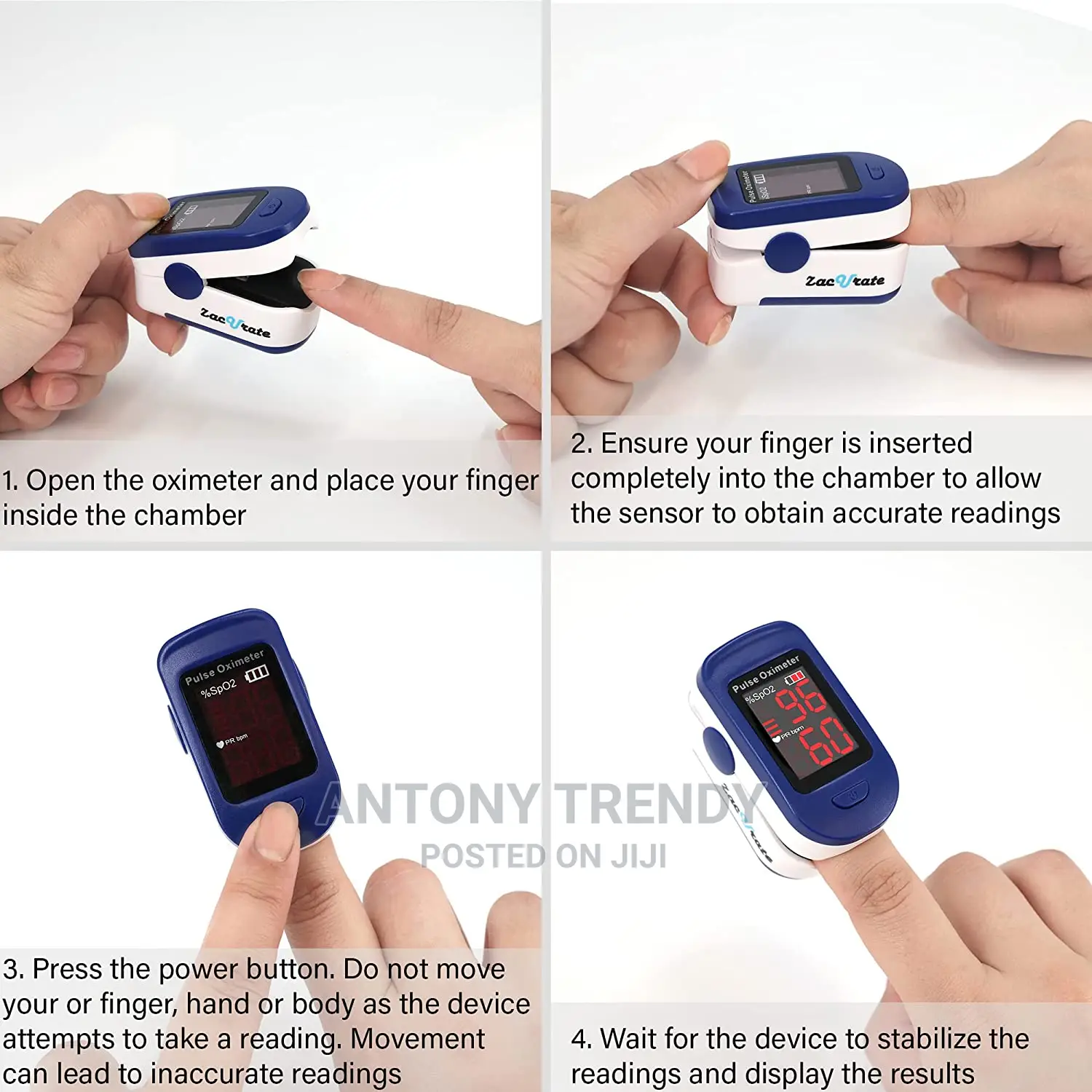 Fingertip Pulse Oximeter Blood Oxygen Saturation Monitor