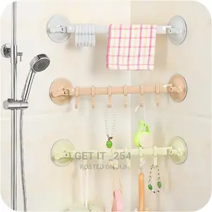Simple 6 Hooks Hanger Which Sticks by Suction
