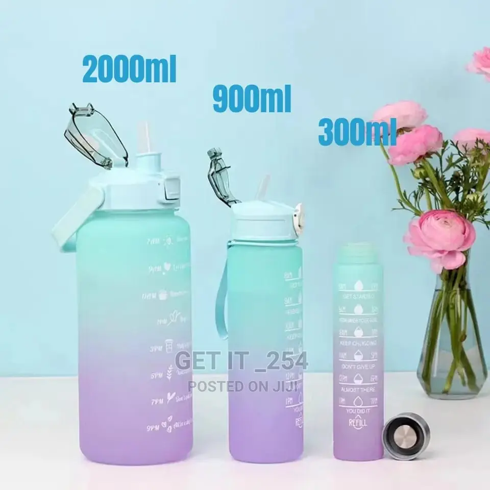 Multicolour Motivational Water Bottles 3pcs Set