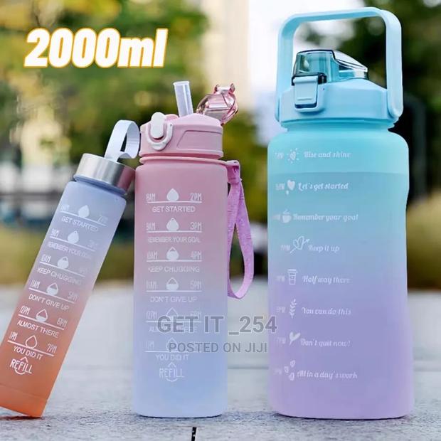 Multicolour Motivational Water Bottles 3pcs Set - thumbnail 2