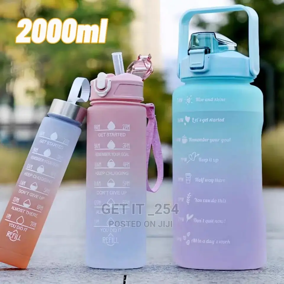Multicolour Motivational Water Bottles 3pcs Set