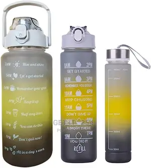 Multicolour Motivational Water Bottles 3pcs Set