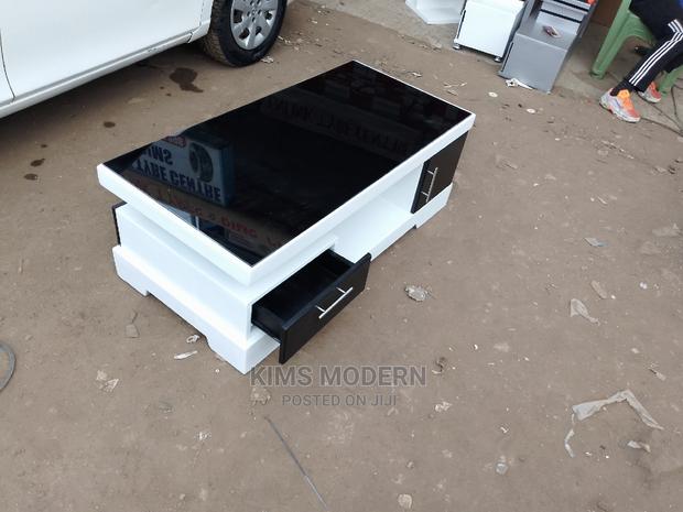 Modern Coffee Table Black Drawer Glasstop Black - main view