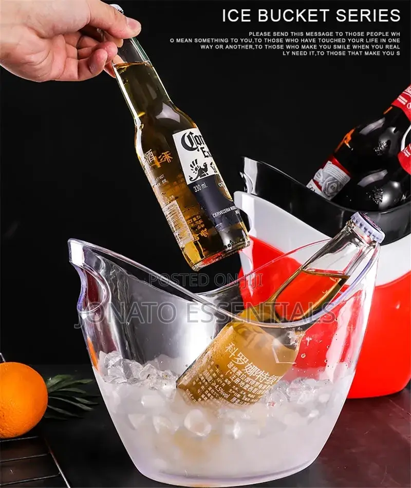 Acrylic Ice Bucket for Drinks, Clear Ice Tub Cooler