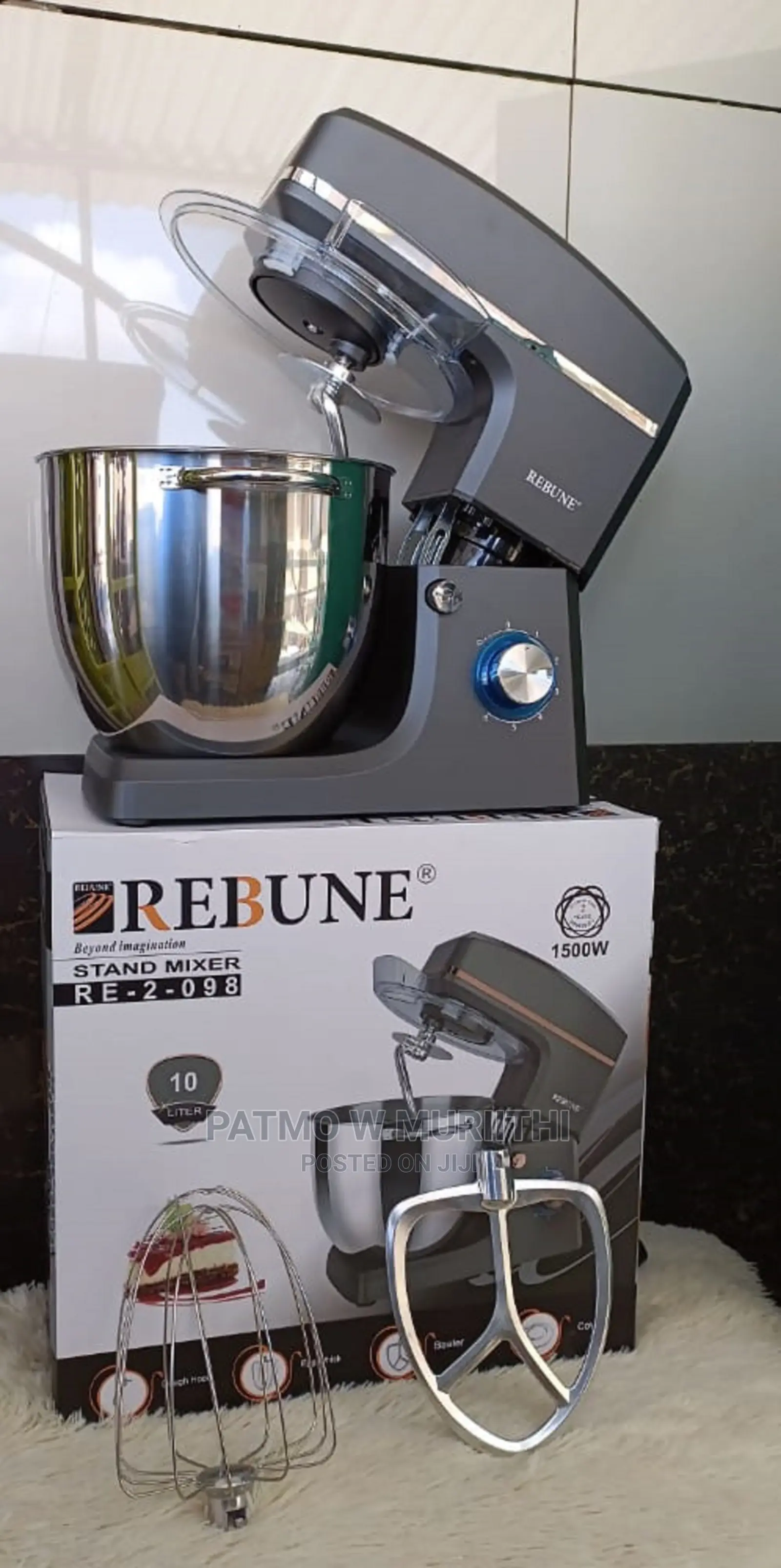 Mixer-Rebune Stand Mixer 10L 1500W