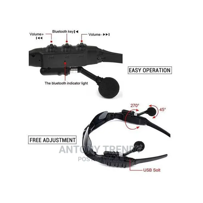 Audio Bluetooth Sunglasses With Open Ear Headphones