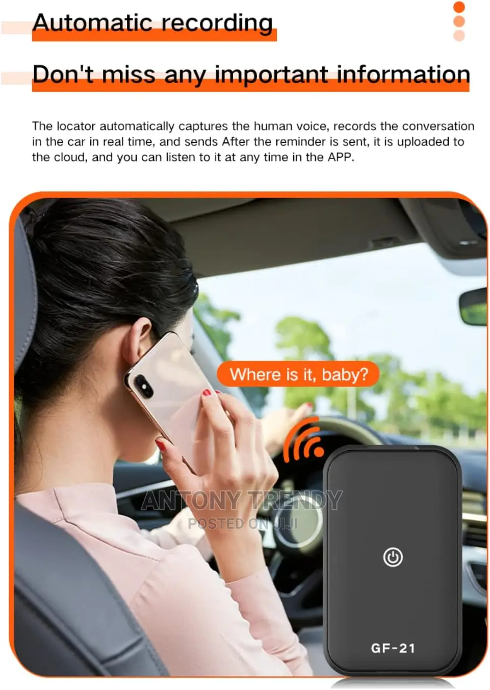 Compact GPS Tracker, Multi-Functional Anti-Theft Alarm