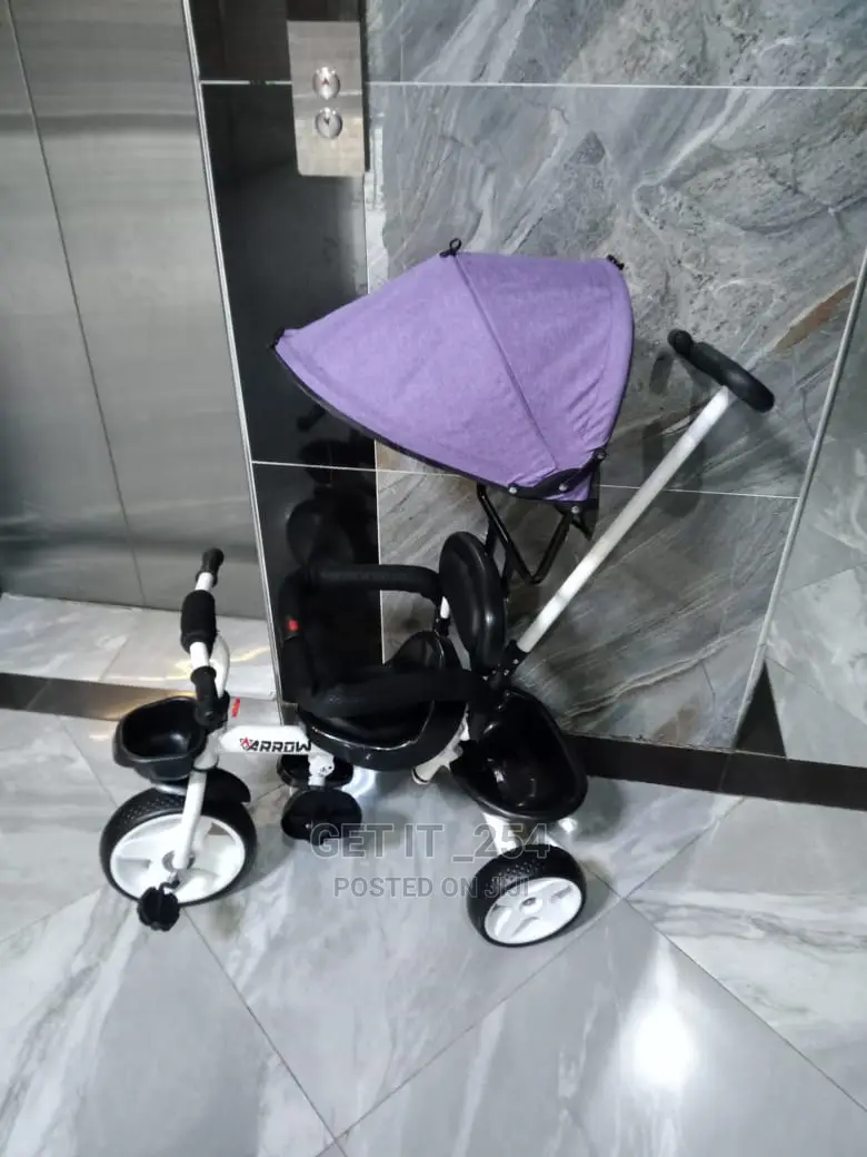 Tricycle With Protective Side Bar, Leather Seat,Push Handle