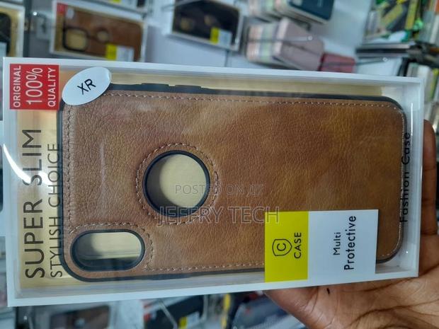 iPhone XR Leather Case With Logo Cut Brown Case - main view