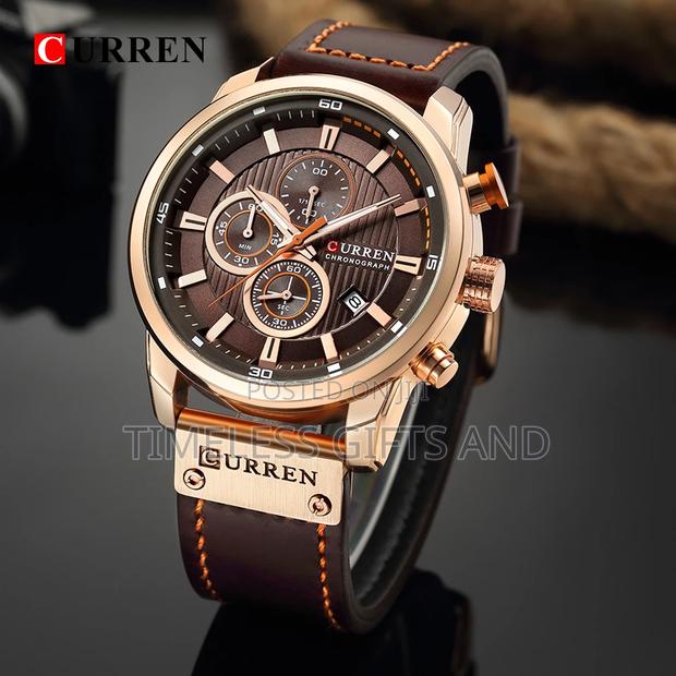 Curren 8219 Chronograph Brown Leather Brown Face Watch - thumbnail 4
