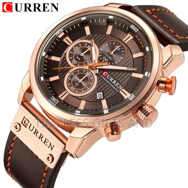 Curren 8219 Chronograph Brown Leather Brown Face Watch - thumbnail 8