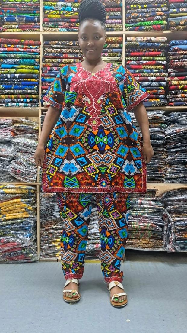 High-End Ready Made Plus Size African Print Trouser Suit - thumbnail 2