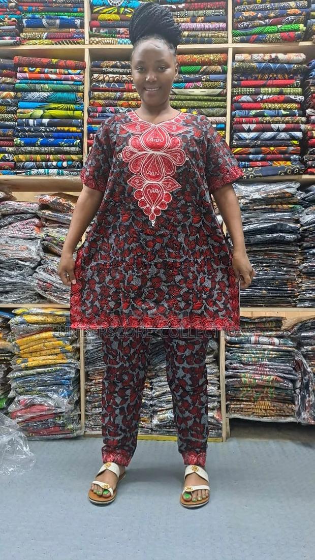 High-End Ready Made Plus Size African Print Trouser Suit - thumbnail 4