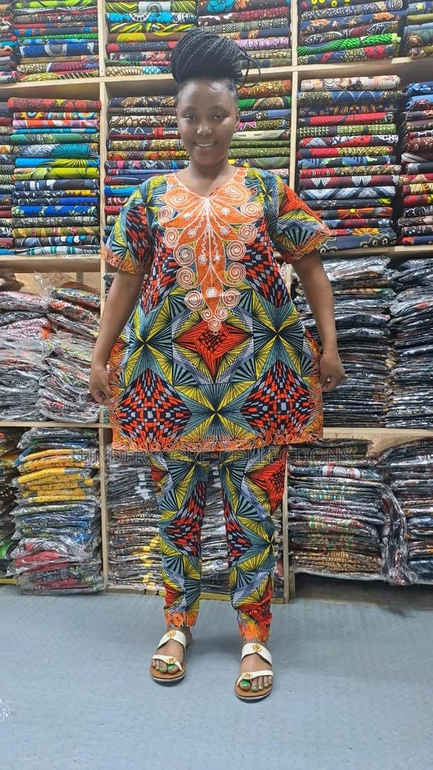 High-End Ready Made Plus Size African Print Trouser Suit - thumbnail 5