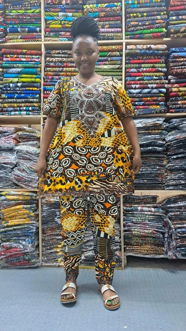 High-End Ready Made Plus Size African Print Trouser Suit - thumbnail 7