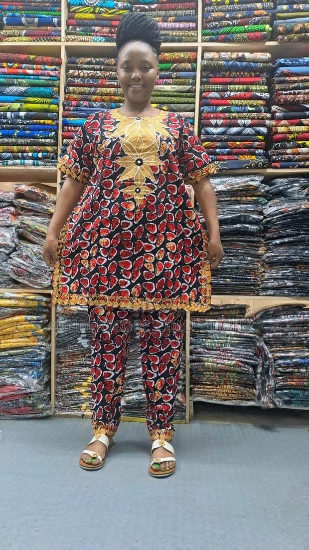 High-End Ready Made Plus Size African Print Trouser Suit - thumbnail 8