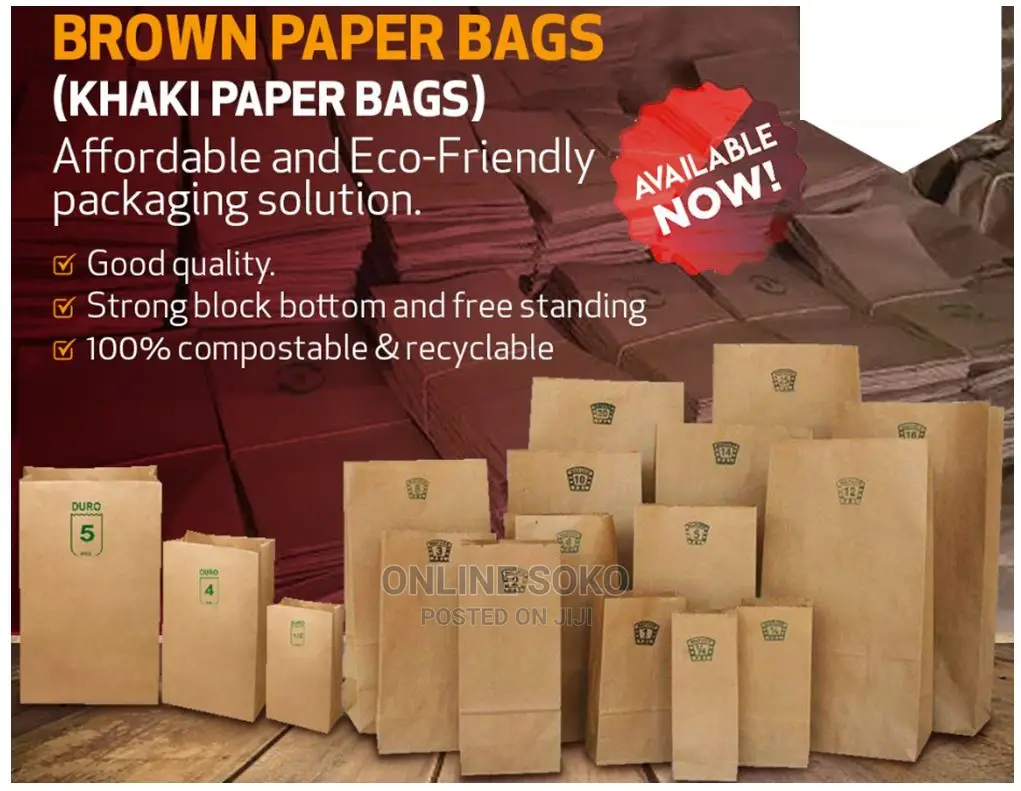Brown Khaki Packing Grocery Food Paper Bags - 100 Pcs