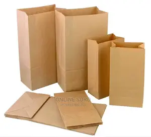Brown Khaki Packing Grocery Food Paper Bags - 100 Pcs
