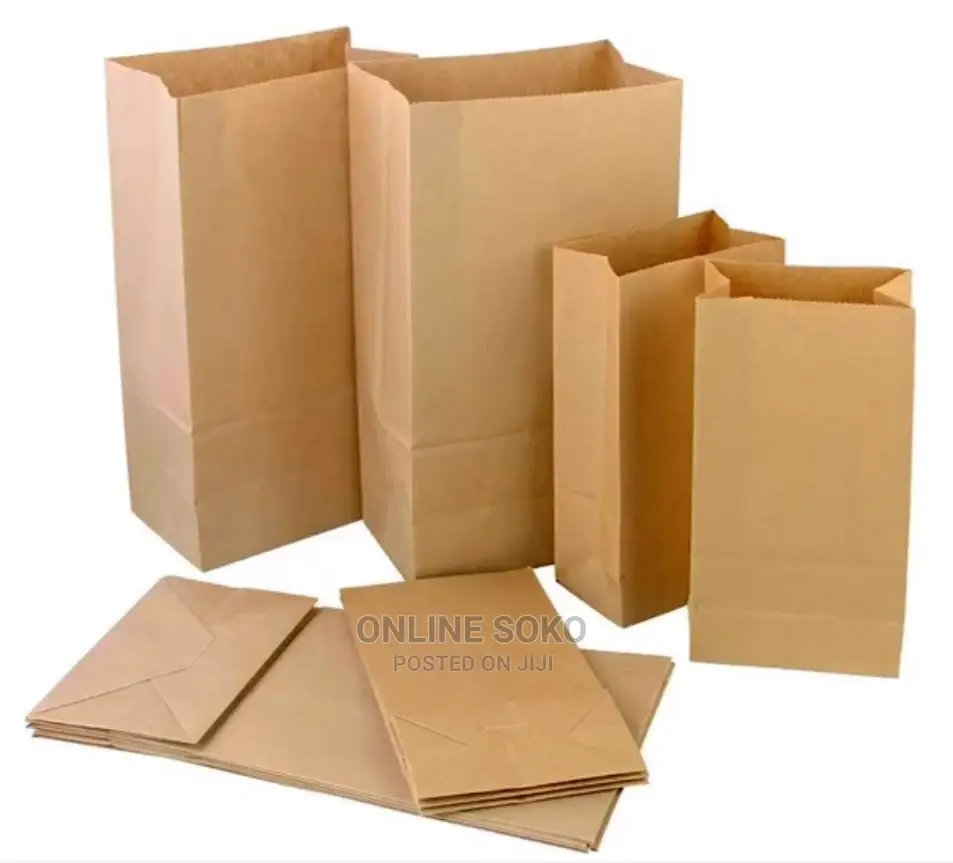Brown Khaki Packing Grocery Food Paper Bags - 100 Pcs