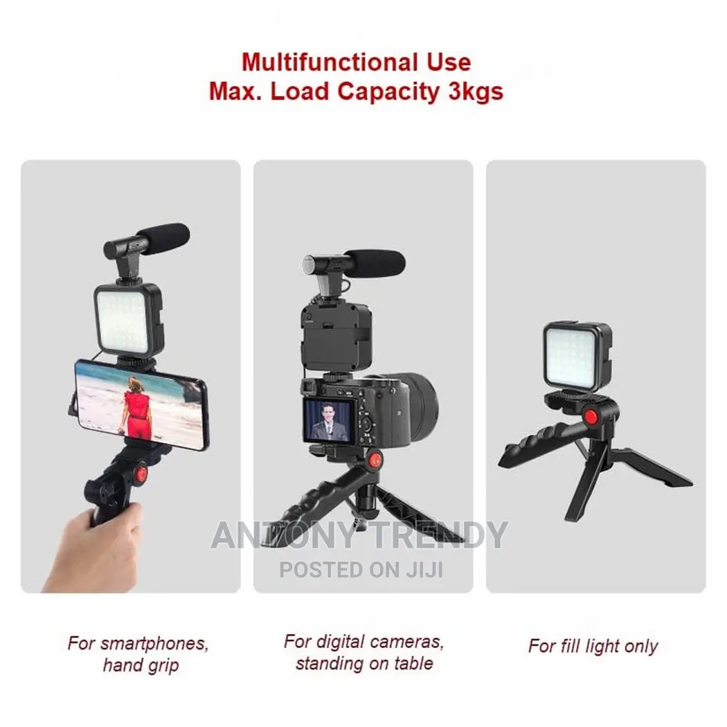 Vlog Shooting Kits With Microphone Led Light Camera