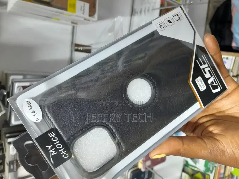 iPhone 14 Max Case Vegan Leather Slim Logo View Classic