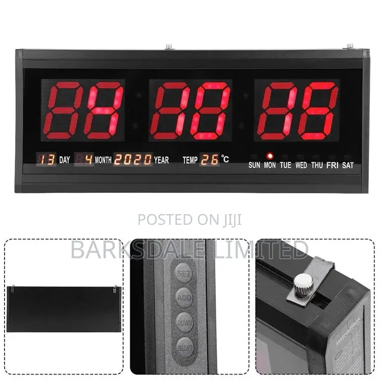 Extra Large Wall Clock Time Date Digital Led LCD Electronic