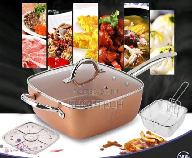 Generic Non-Stick 3 in 1 Square Copper Pan