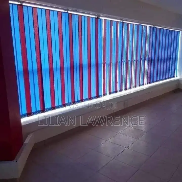 Maroon and Light Blue Blens Blinds