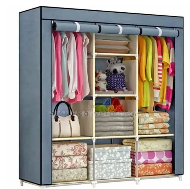 3 Columns Portable Wooden Wardrobe