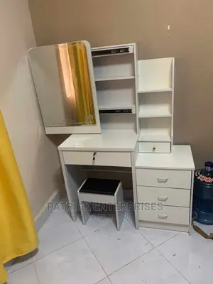 European White Dressing Table With a Sliding Mirror