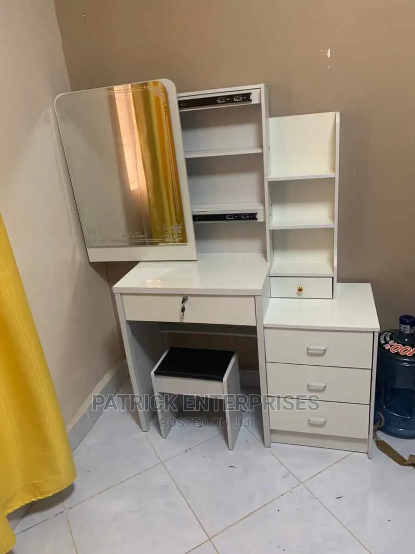 European White Dressing Table With a Sliding Mirror