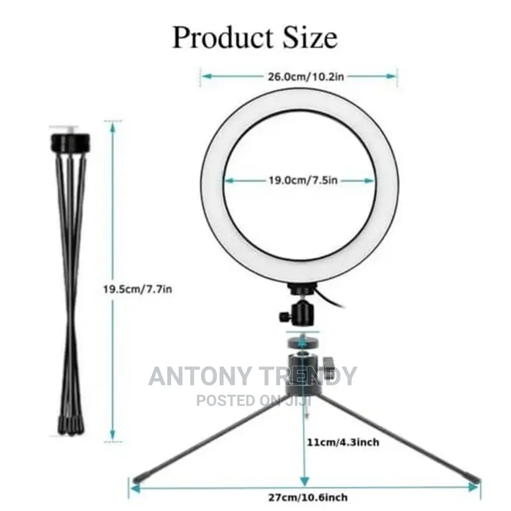 Professional 10" Led Selfie Ring Light With Tripod Stand