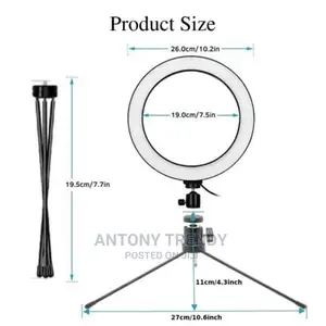 Professional 10" Led Selfie Ring Light With Tripod Stand