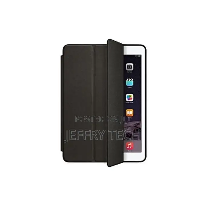 iPad Mini 6 Black Leather Folio Smart Case- Black
