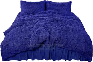 Royal Blue Fluffy Duvet With 1 Bedsheet and 4 Pillowcases