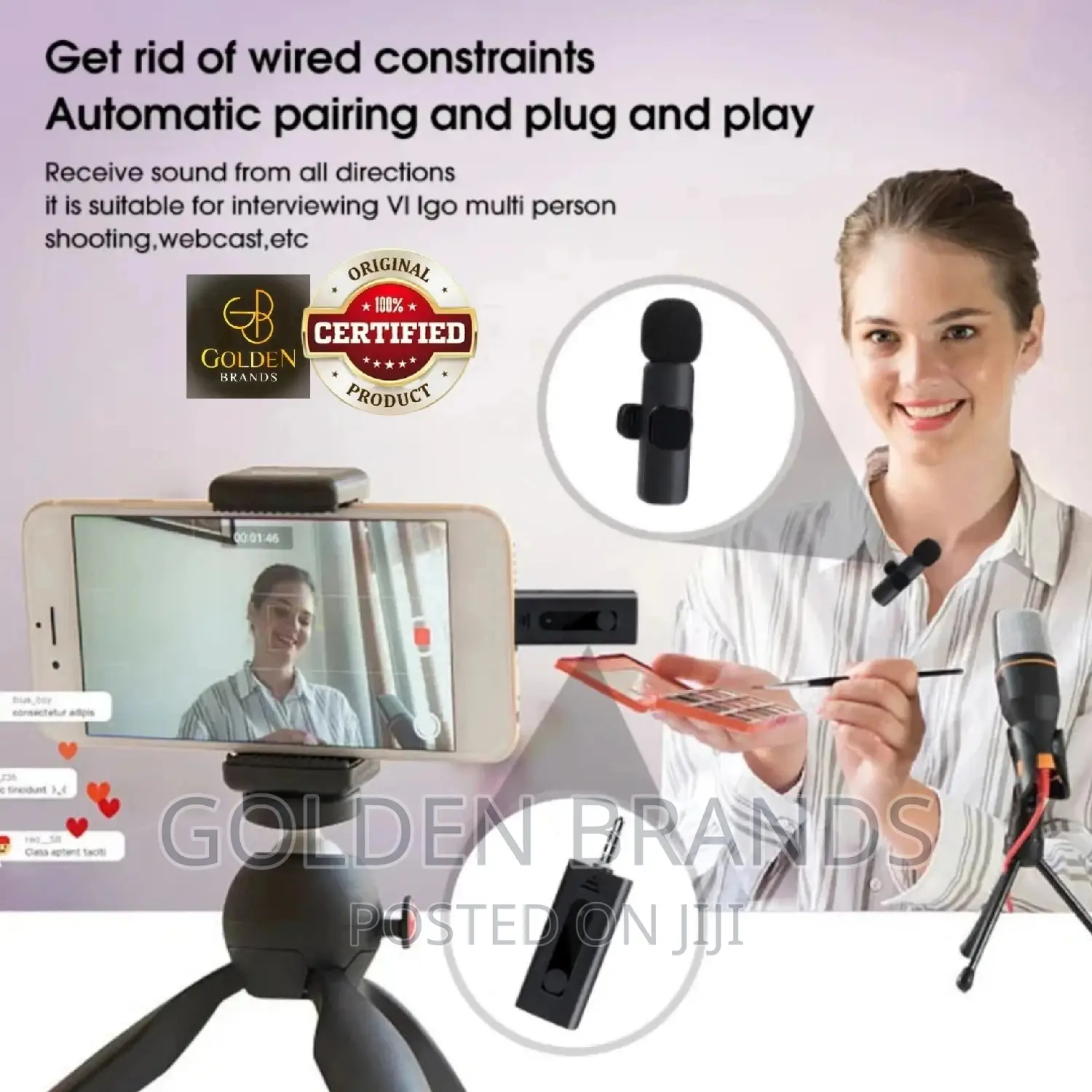 Wireless Microphone Lavalier 5.0 Bluetooth Mic for Recording