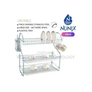 Nunix Dish Rack - 3 Tier - With Drain Board