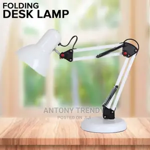 Adjustable Silver, Black Swing-Arm Desk Lamp