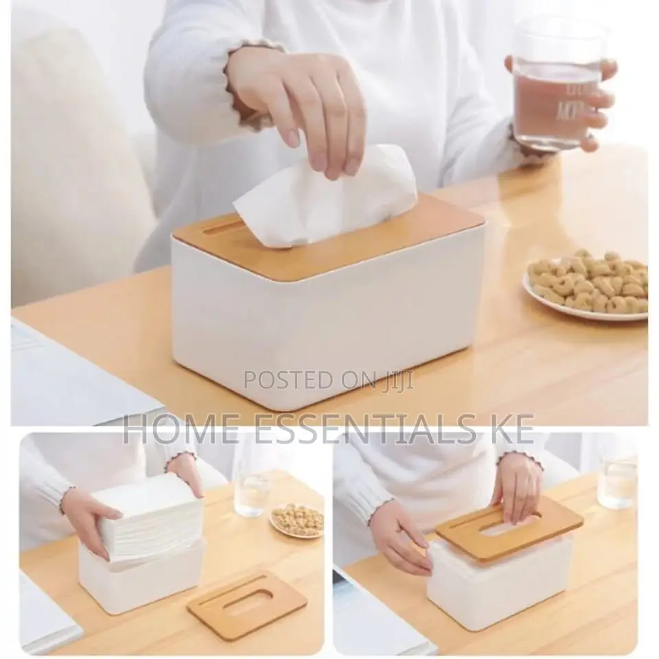 Bamboo Tissue Box for Home Office Desktop Wooden