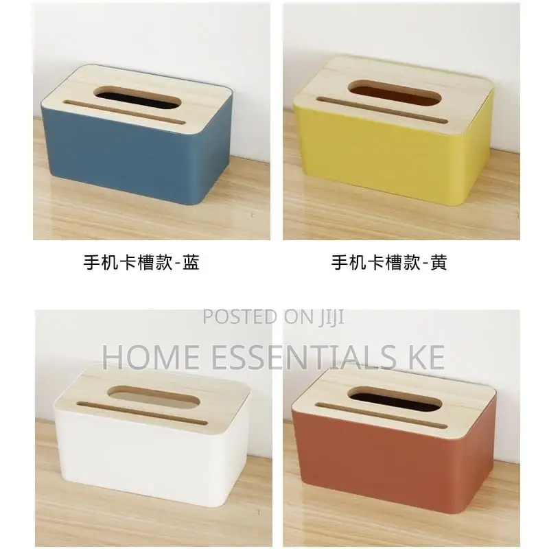 Bamboo Tissue Box for Home Office Desktop Wooden