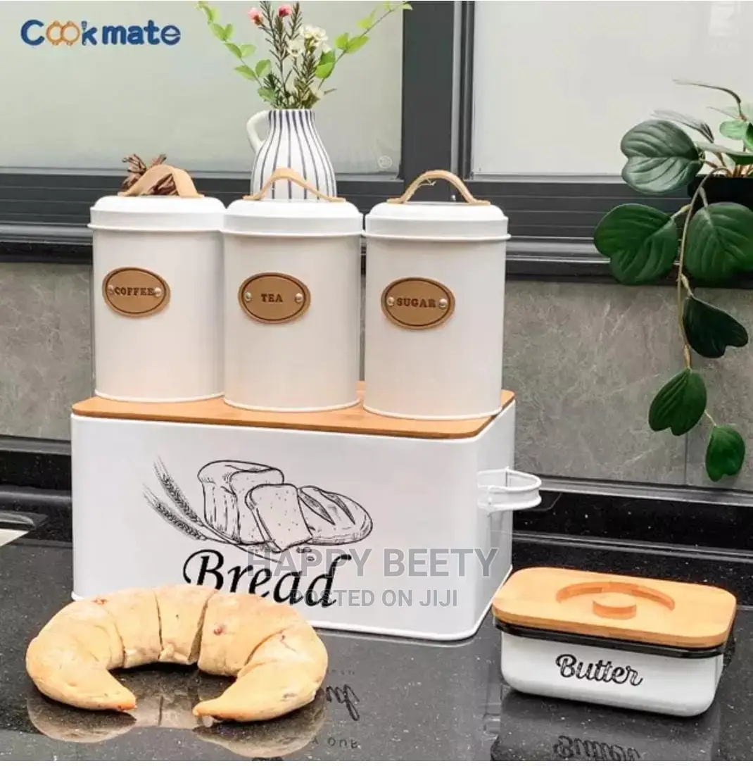 4pcs Bread Bin Set, 
1 Bread Box.
3pcs Cannister