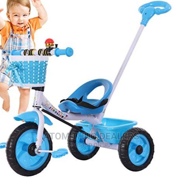 Blue Kids Tricycle Available With Handle - main view