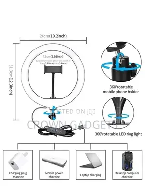 10" Dimmable Desktop LED Circle Light With Stand