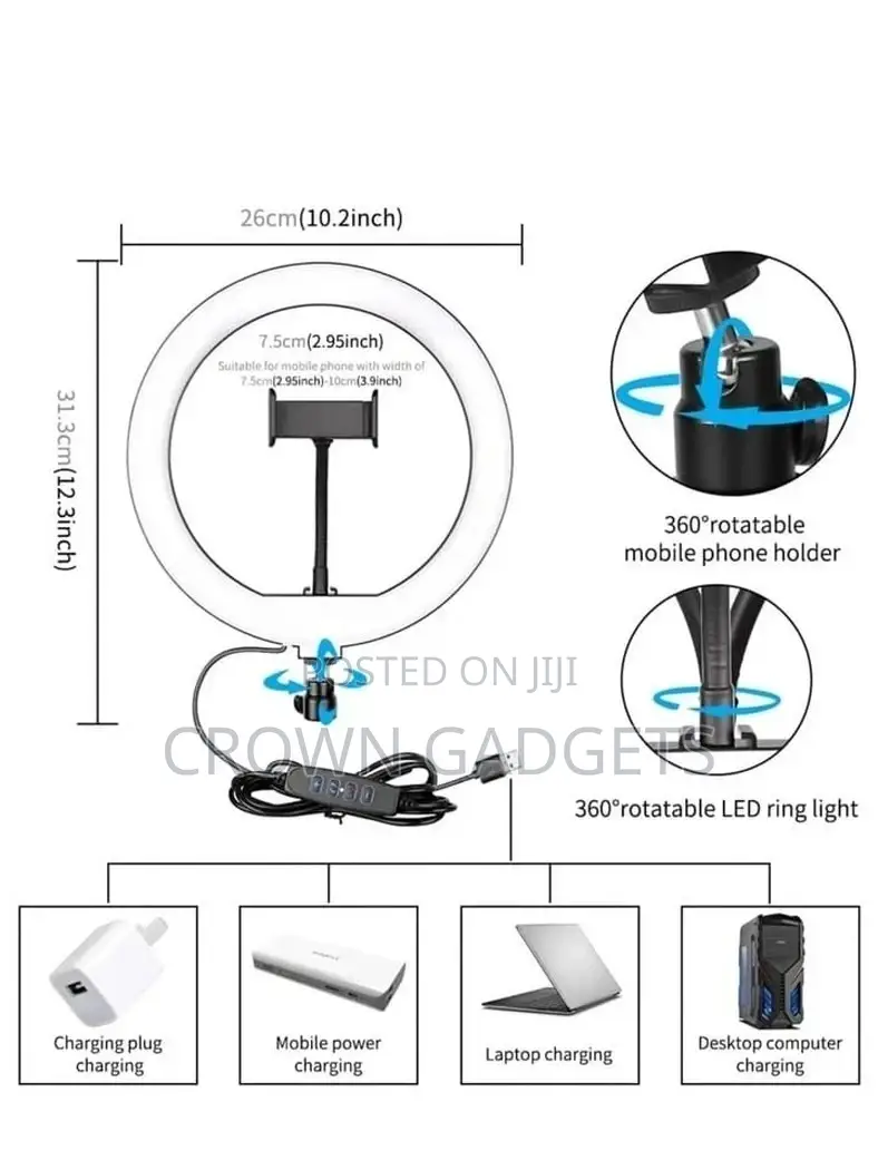 10" Dimmable Desktop LED Circle Light With Stand