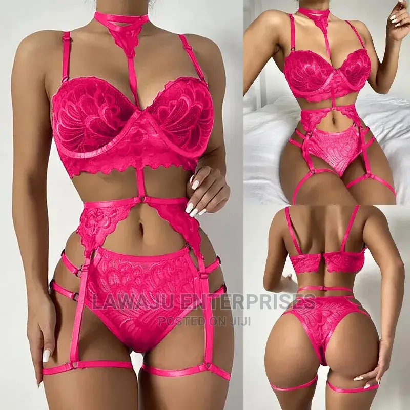 Ladies Lingerie Set With Collar Garter Belt S-2xl