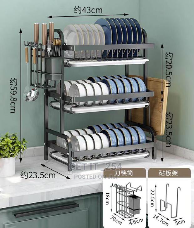 Heavy Duty Metallic 3 Tier Kitchen Rack Available in 3 - main view