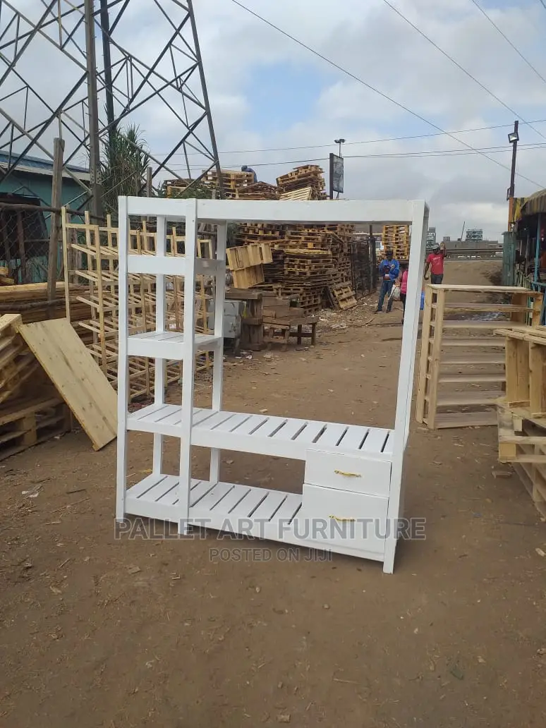 White Pallet Shoe Rack and Wardrobe