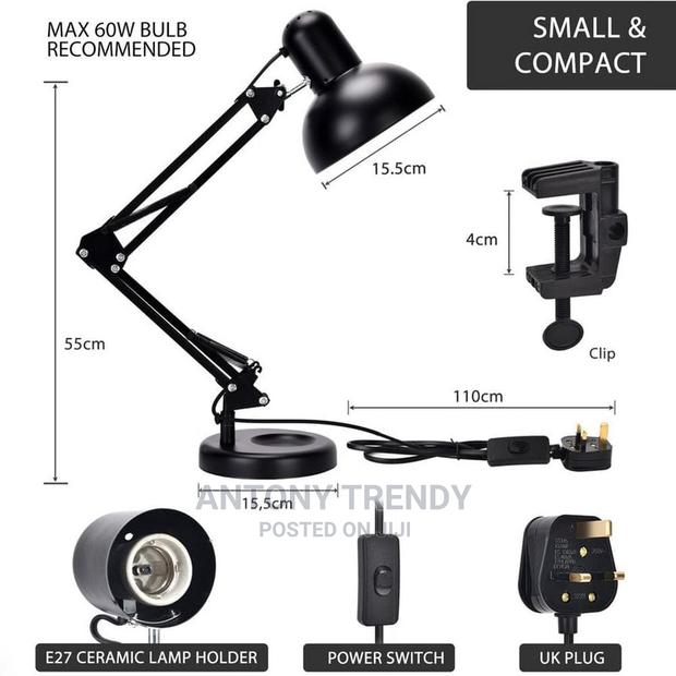 Metal Adjustable Arm Work Desk Lamp Table